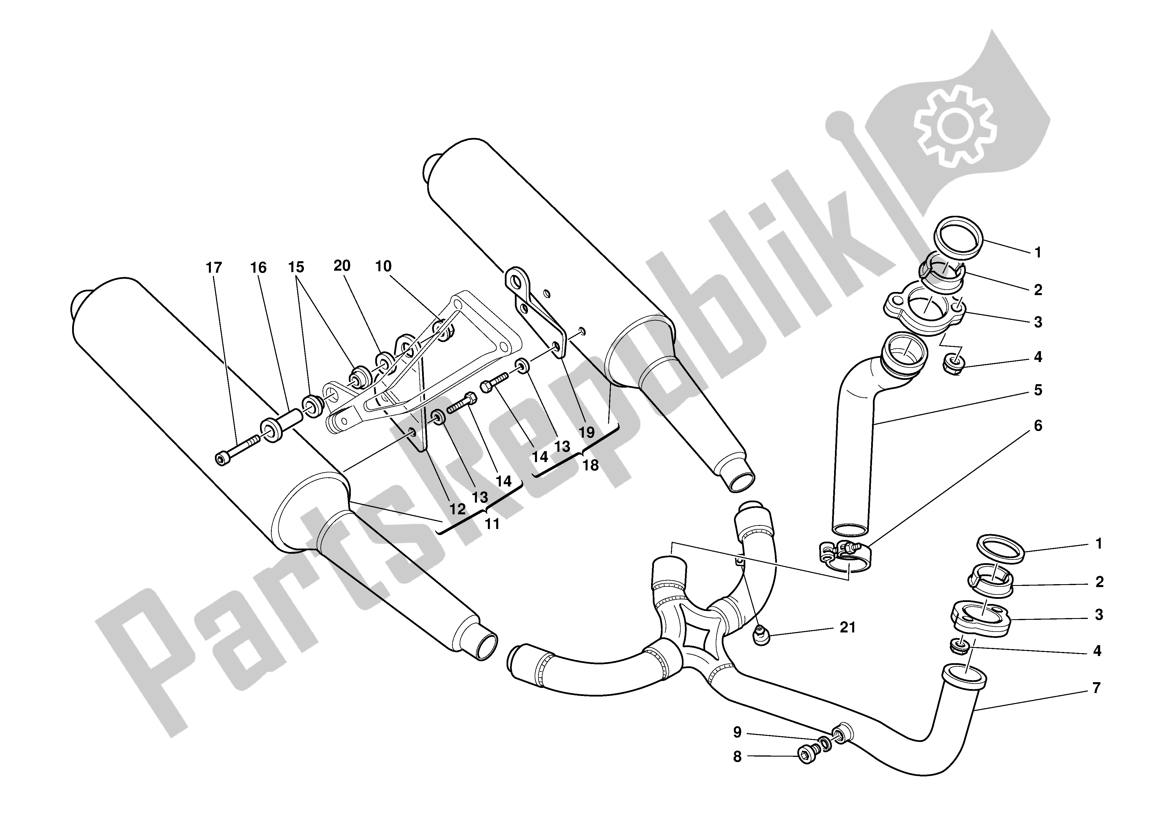 Todas as partes de Sistema De Exaustão do Ducati Supersport 620 2002