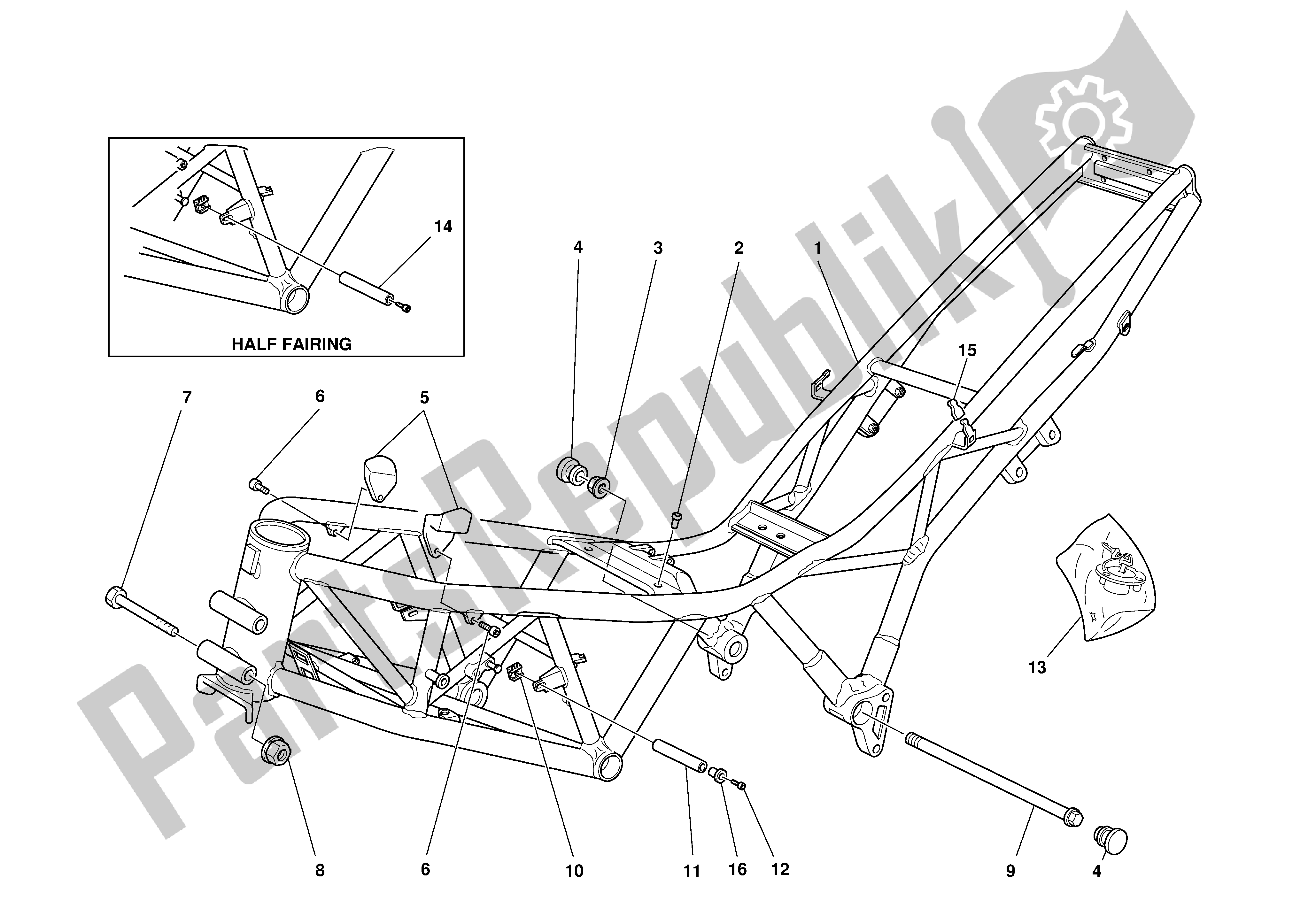 Todas las partes para Marco de Ducati Supersport 620 2002