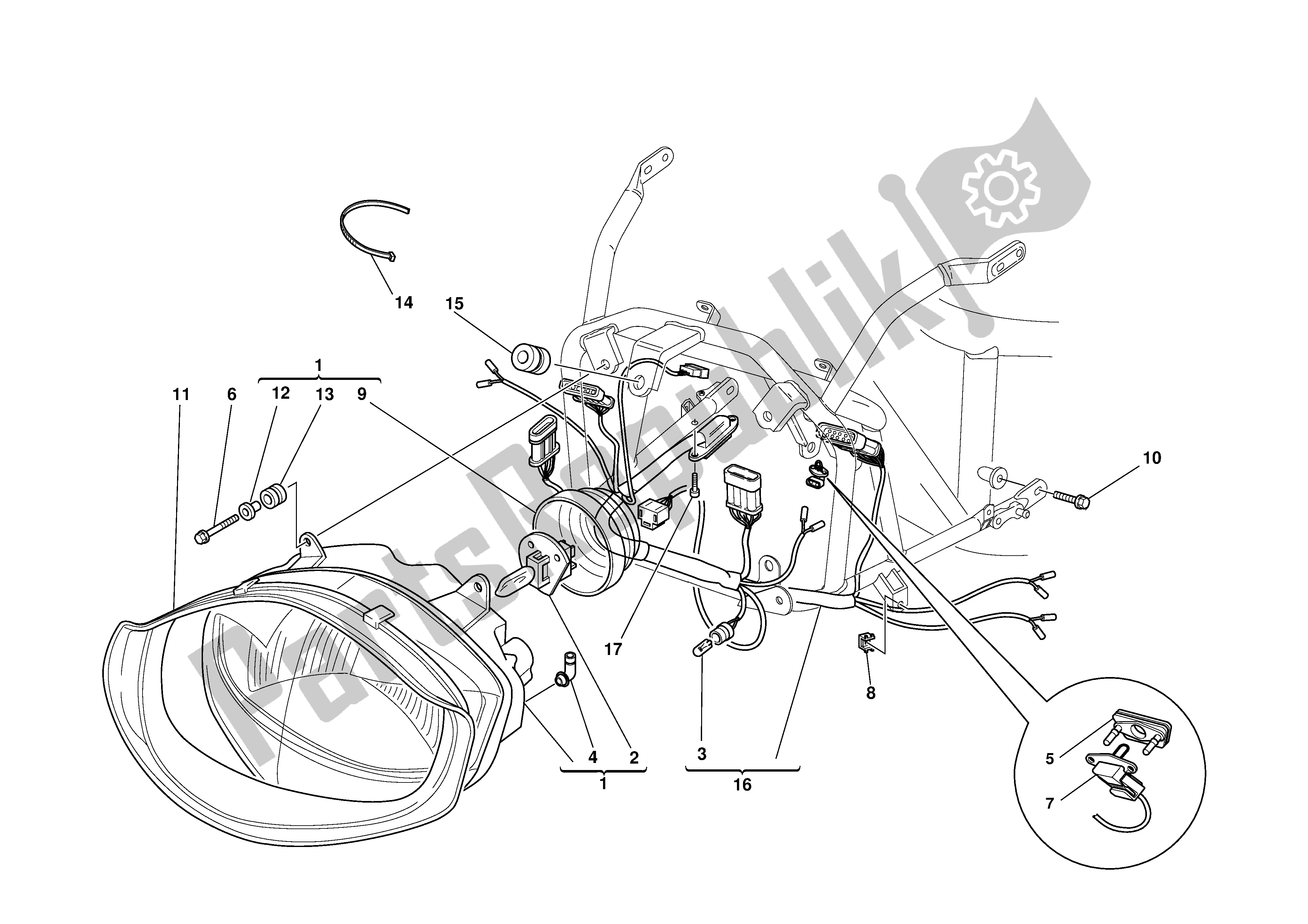 Tutte le parti per il Fari E Cablaggio Elettrico del Ducati Supersport 620 2002