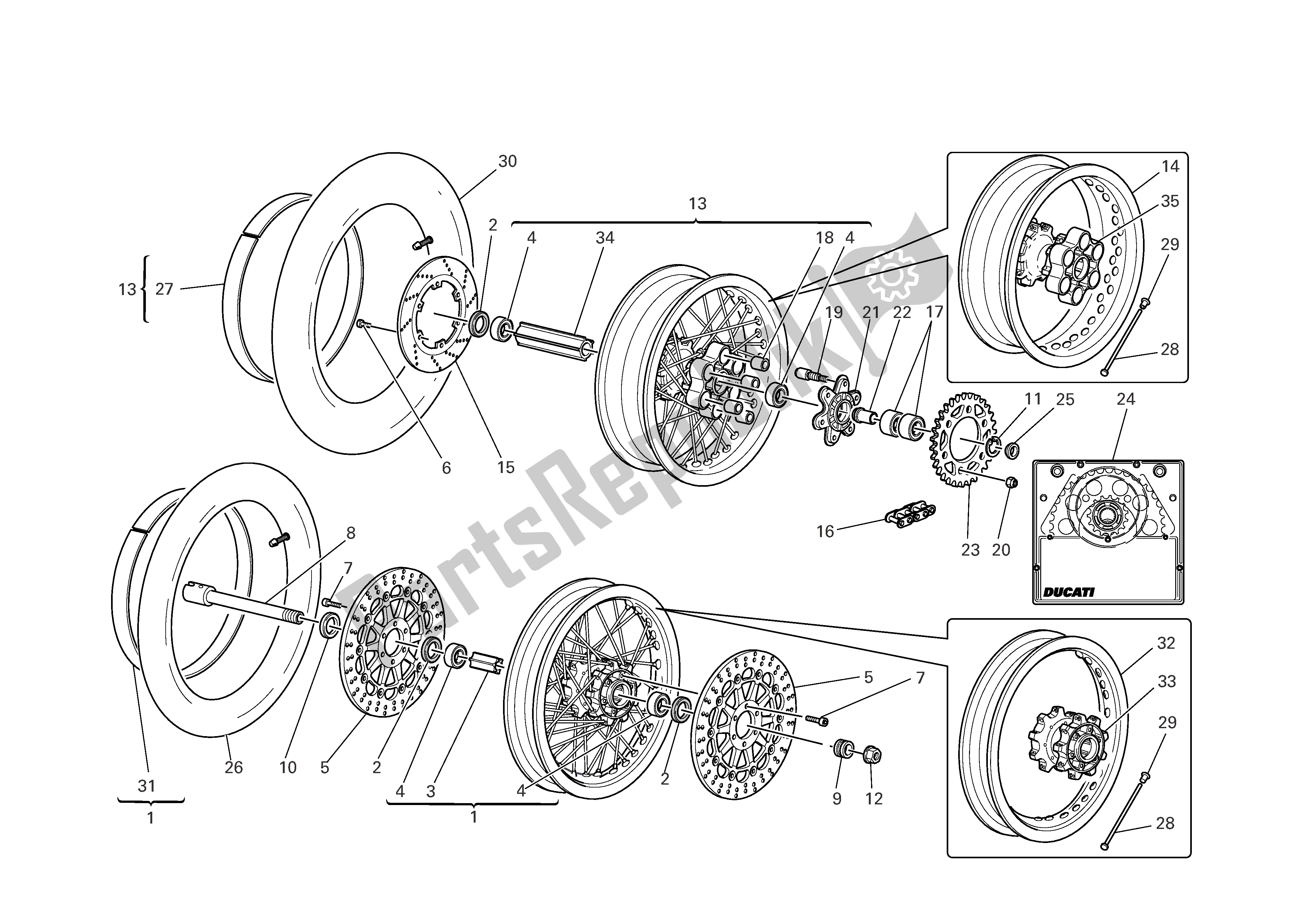 Todas las partes para Ruedas Delanteras Y Traseras de Ducati Sportclassic 1000 2007