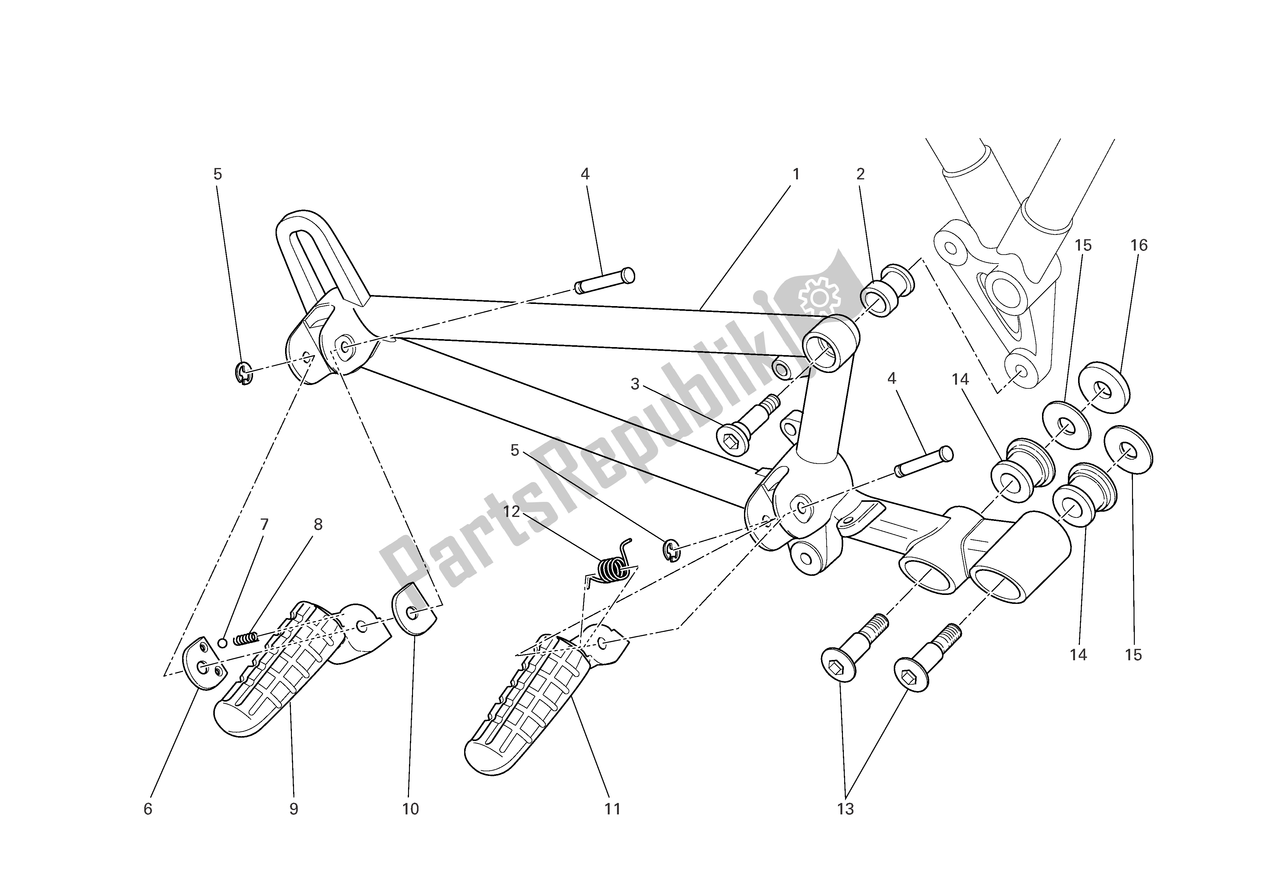 Tutte le parti per il R. H. Poggiapiedi del Ducati Sportclassic 1000 2007