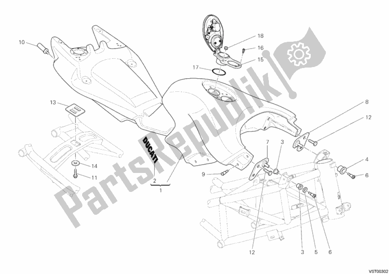 Todas as partes de Tanque De Combustível do Ducati Multistrada 1000 S USA 2005