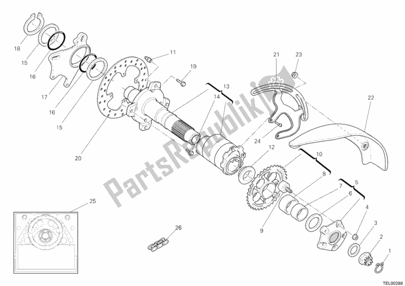 Alle onderdelen voor de Naaf, Achterwiel van de Ducati Multistrada 1000 S USA 2005