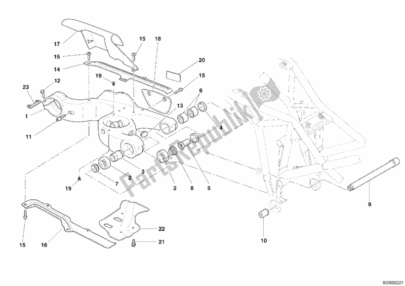 Todas as partes de Braço Oscilante do Ducati Multistrada 1000 S USA 2005