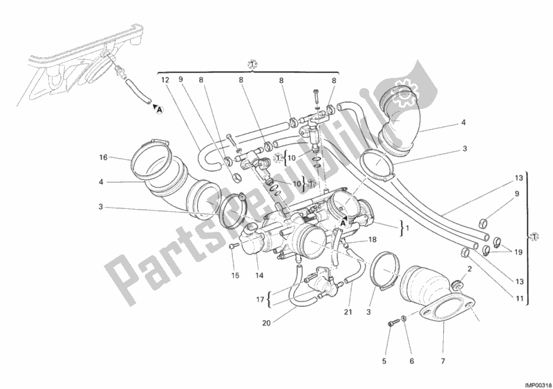 Todas as partes de Corpo Do Acelerador do Ducati Multistrada 1000 S USA 2005