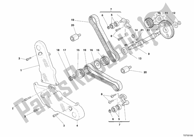 Wszystkie części do Pasek Rozrz? Du Ducati Multistrada 1000 S USA 2005