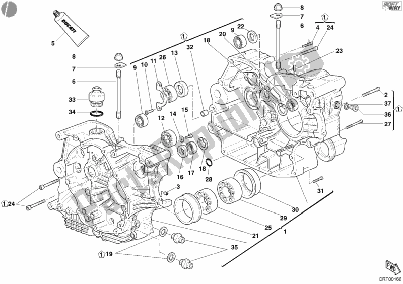 Todas as partes de Bloco Do Motor do Ducati Multistrada 1000 2003