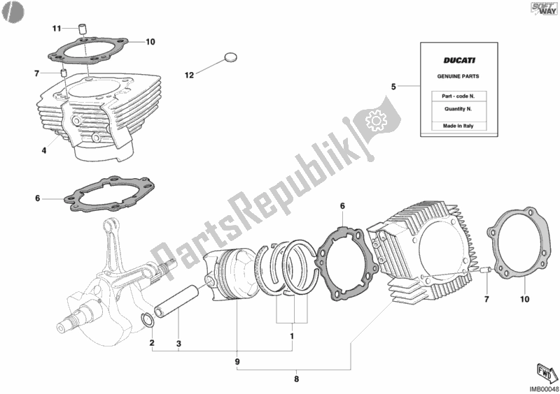 Tutte le parti per il Cilindro - Pistone del Ducati Multistrada 1000 2003