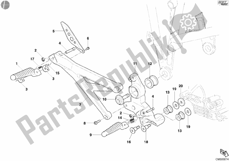 Tutte le parti per il Poggiapiedi, Giusto del Ducati Multistrada 1000 2003