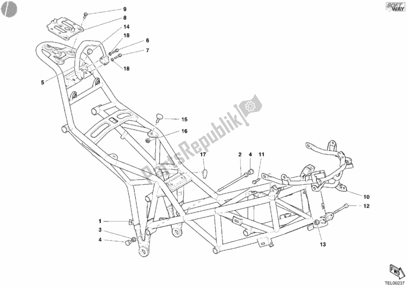 Tutte le parti per il Telaio del Ducati Multistrada 1000 2003