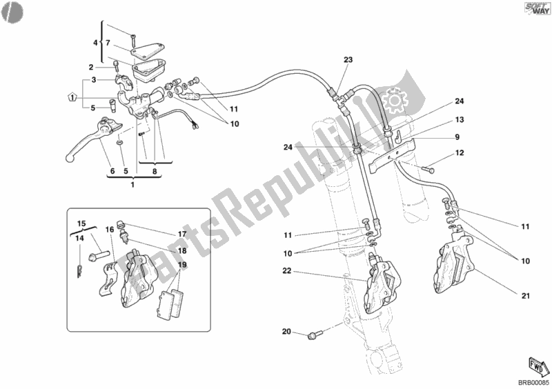 Todas las partes para Sistema De Freno Delantero de Ducati Multistrada 1000 2003