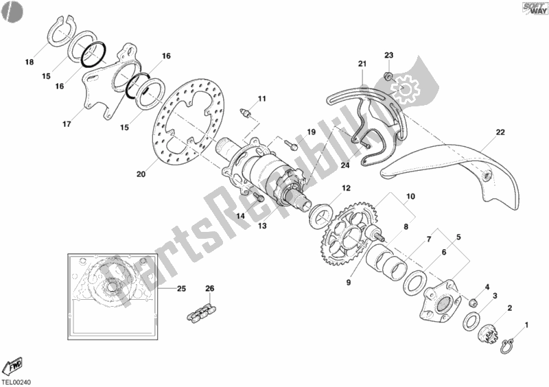 Tutte le parti per il Mozzo, Ruota Posteriore del Ducati Multistrada 1000 2003