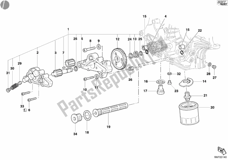 Tutte le parti per il Pompa Dell'olio - Filtro del Ducati Multistrada 1000 2003