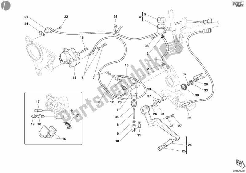 Alle onderdelen voor de Achter Remsysteem van de Ducati Multistrada 1000 2003