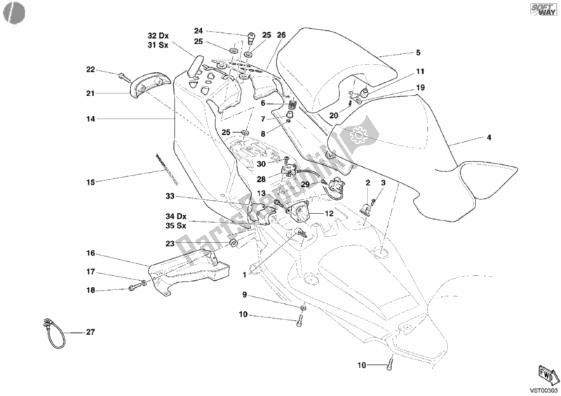 Alle onderdelen voor de Stoel van de Ducati Multistrada 1000 2003