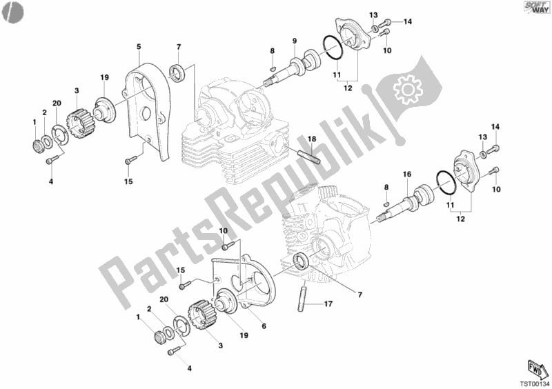 Alle onderdelen voor de Nokkenas van de Ducati Multistrada 1000 2004