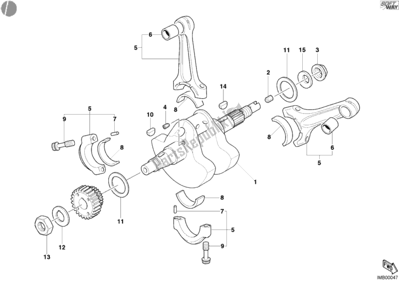 Alle onderdelen voor de Krukas van de Ducati Multistrada 1000 2004