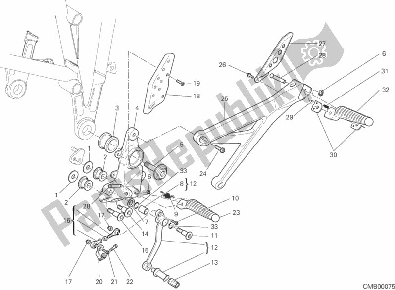 Tutte le parti per il Poggiapiedi, A Sinistra del Ducati Multistrada 1000 2004