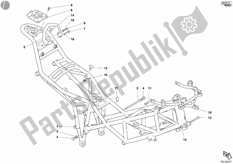 Tutte le parti per il Telaio del Ducati Multistrada 1000 2004