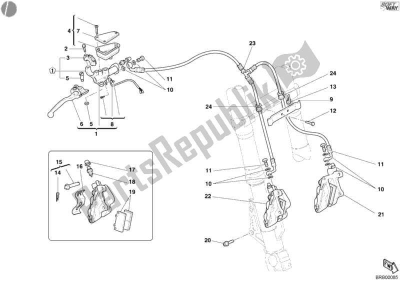 Todas las partes para Sistema De Freno Delantero de Ducati Multistrada 1000 2004