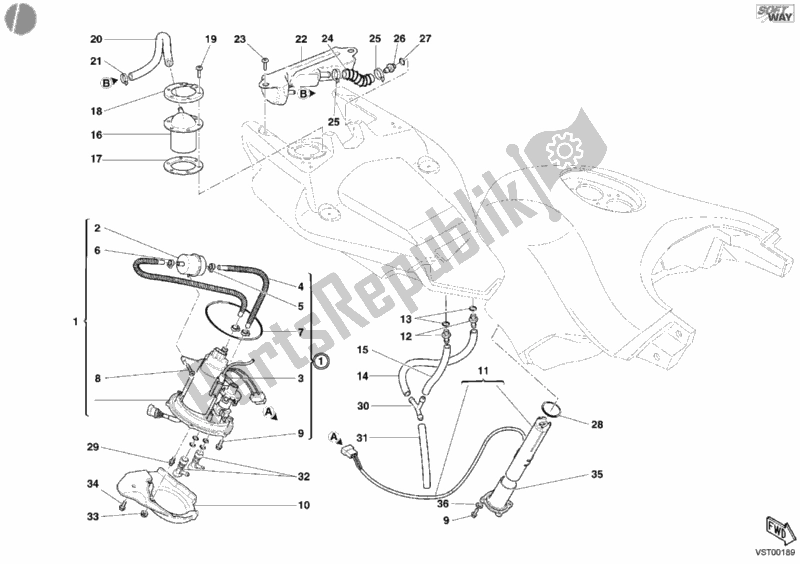 Tutte le parti per il Pompa Di Benzina del Ducati Multistrada 1000 2004