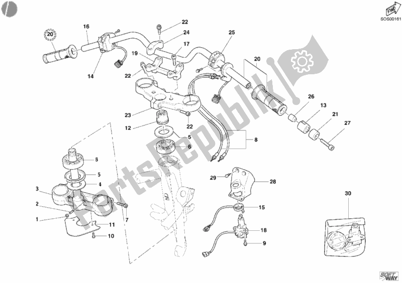 Todas las partes para Manillar de Ducati Multistrada 1000 2004