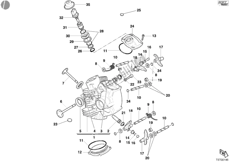 Todas las partes para Culata Horizontal de Ducati Multistrada 1000 2004