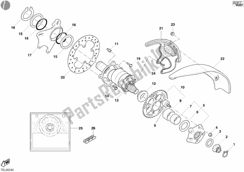 Todas las partes para Buje, Rueda Trasera de Ducati Multistrada 1000 2004