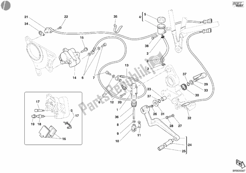 Todas las partes para Sistema De Freno Trasero de Ducati Multistrada 1000 2004