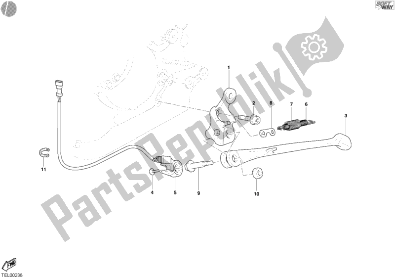 Tutte le parti per il Cavalletto Laterale del Ducati Multistrada 1000 2004