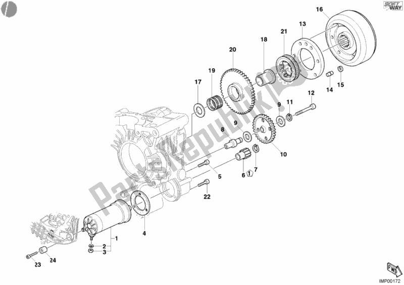 Tutte le parti per il Motore Di Avviamento del Ducati Multistrada 1000 2004