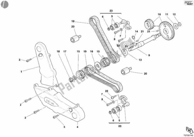 Tutte le parti per il Cinghia Di Distribuzione del Ducati Multistrada 1000 2004