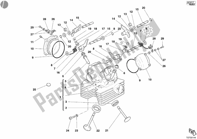 Todas as partes de Cabeça De Cilindro Vertical do Ducati Multistrada 1000 2004