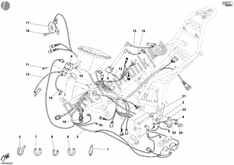 Tutte le parti per il Cablaggio Elettrico del Ducati Multistrada 1000 2004