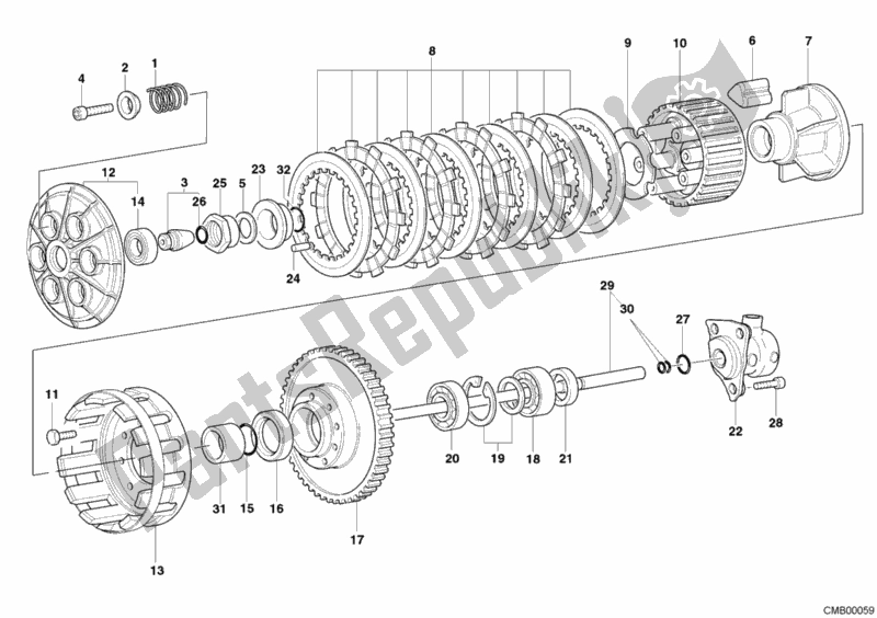 All parts for the Clutch of the Ducati Multistrada 1000 2005