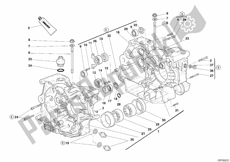 Alle onderdelen voor de Carter van de Ducati Multistrada 1000 2005