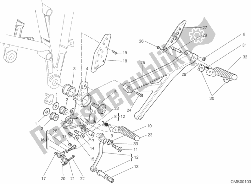 Todas las partes para Reposapiés, Izquierda de Ducati Multistrada 1000 2005