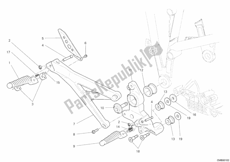 Todas las partes para Reposapiés, Derecha de Ducati Multistrada 1000 2005