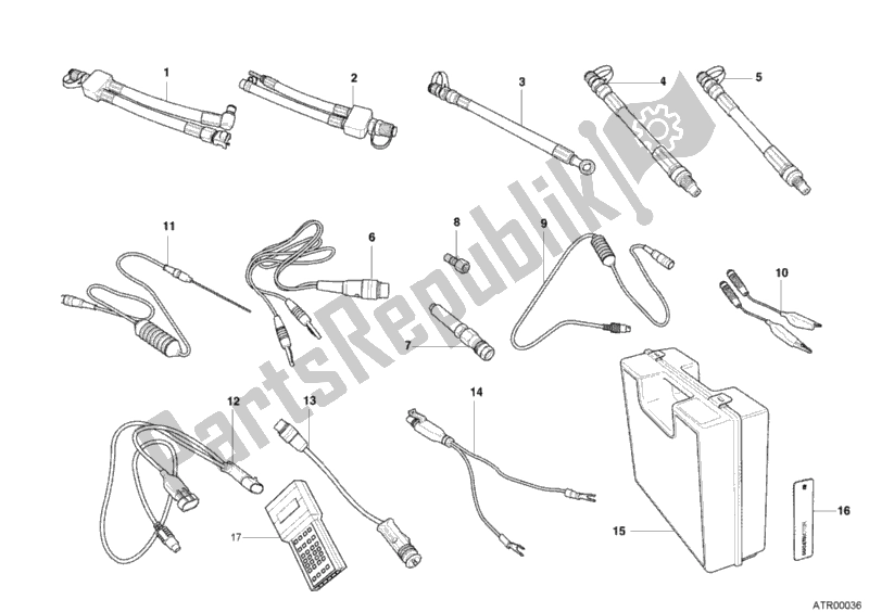 All parts for the Pressure Check Intrument of the Ducati Multistrada 1000 2005