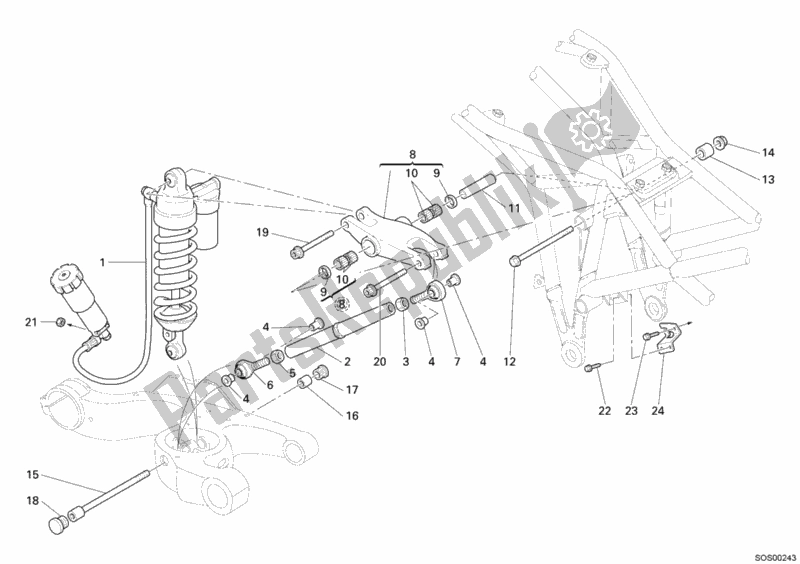 Alle onderdelen voor de Schokdemper Achter van de Ducati Multistrada 1000 2005