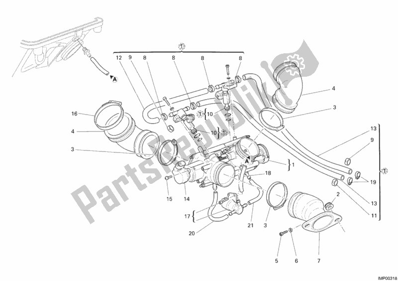 Alle onderdelen voor de Gasklephuis van de Ducati Multistrada 1000 2005