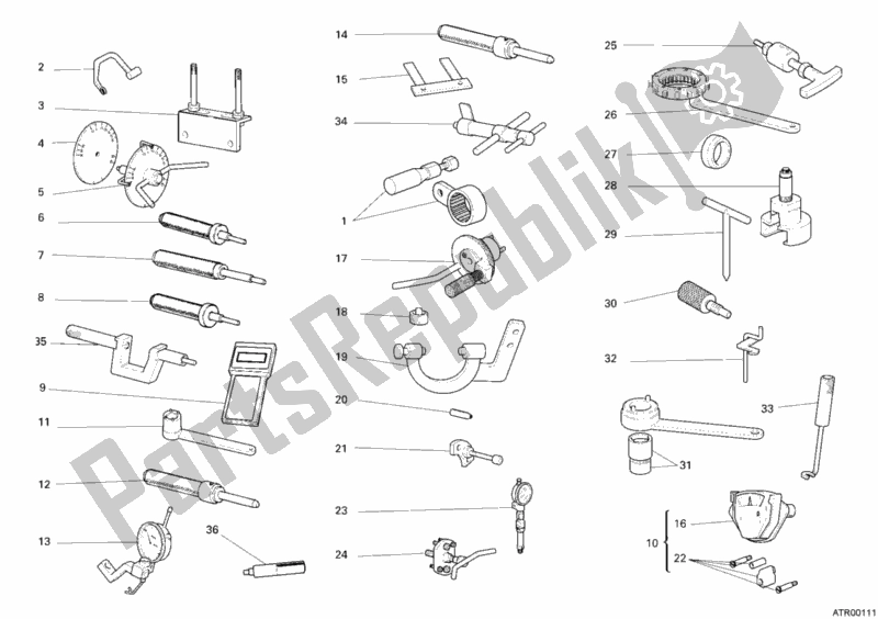 Alle onderdelen voor de Werkplaatsgereedschap, Motor van de Ducati Multistrada 1000 2005