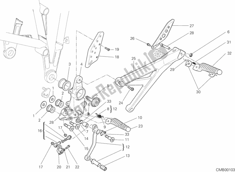 Tutte le parti per il Poggiapiedi, A Sinistra del Ducati Multistrada 1000 2006