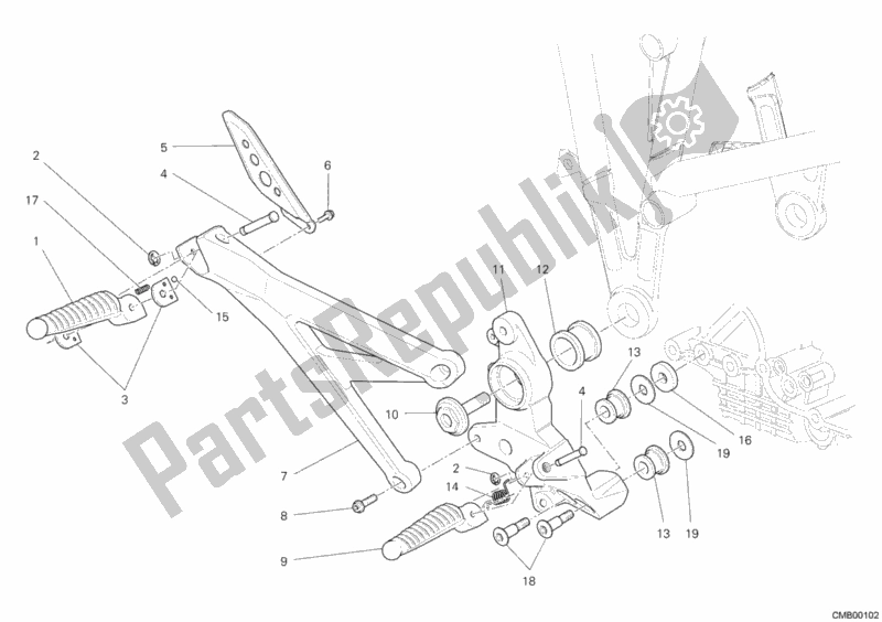 Todas as partes de Apoios Para Os Pés, Certo do Ducati Multistrada 1000 2006