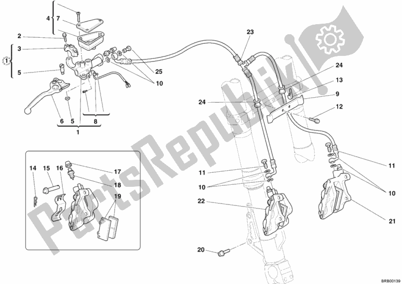 Tutte le parti per il Sistema Frenante Anteriore del Ducati Multistrada 1000 2006