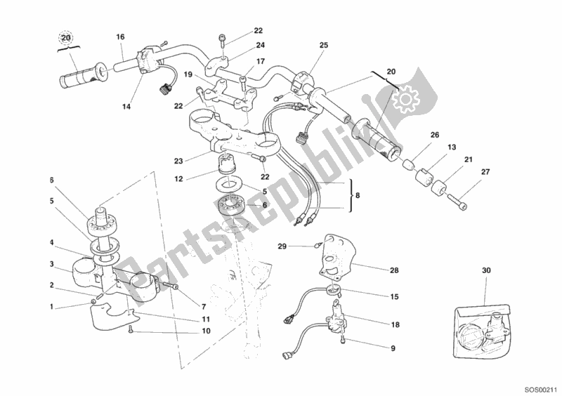 Tutte le parti per il Manubrio del Ducati Multistrada 1000 2006