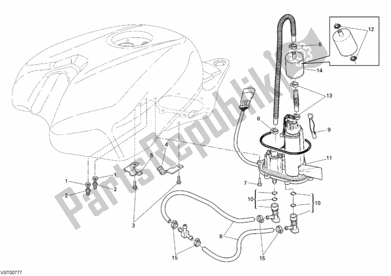 Toutes les pièces pour le Pompe à Essence du Ducati Superbike 1098 R Bayliss USA 2009