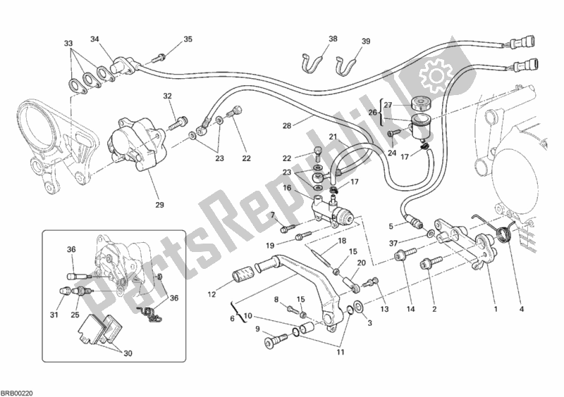 All parts for the Rear Brake System of the Ducati Superbike 1098 R Bayliss USA 2009