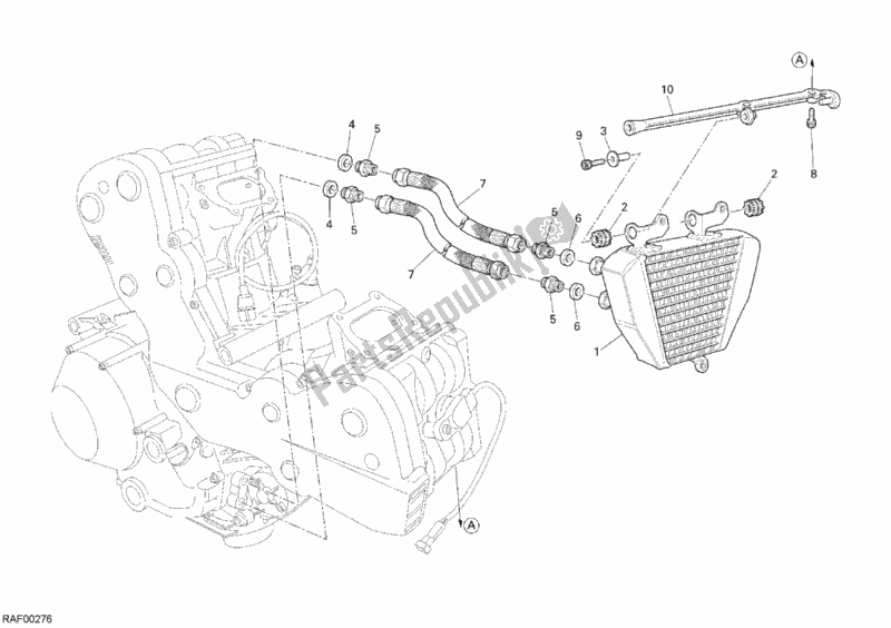 All parts for the Oil Cooler of the Ducati Superbike 1098 S Tricolore 2008