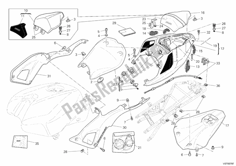 Toutes les pièces pour le Siège du Ducati Superbike 1098 S Tricolore 2008